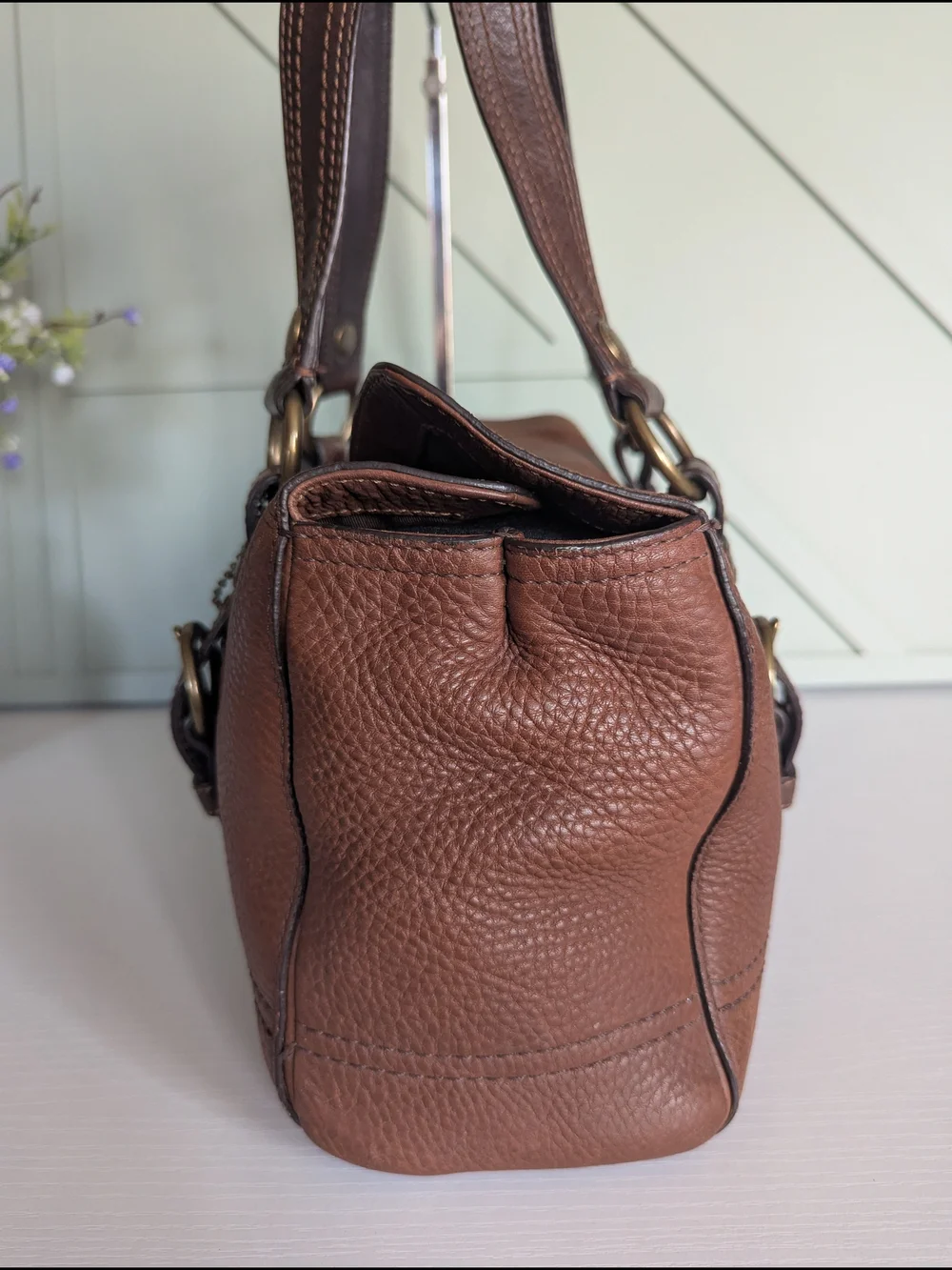 Coach Brown Pebbled Leather Shoulder Bag